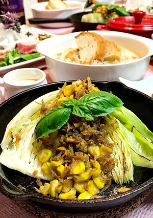 焼きキャベツのじゃこコーンガーリック-レシピのメイン写真