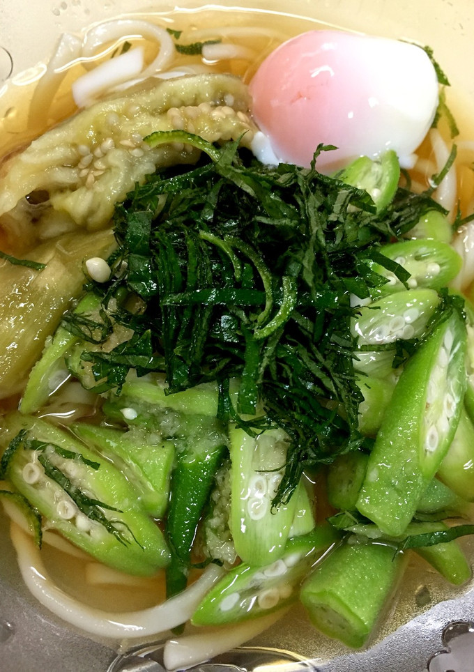 焼き茄子とオクラの冷やしうどん-レシピのメイン写真
