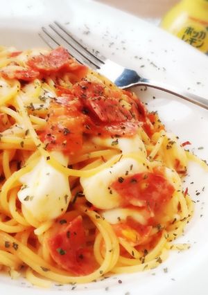 楽早☆トマトとモッツァレラチーズのパスタ-レシピのメイン写真
