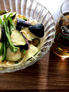 1人分お昼に!なすとピーマンの冷製パスタ-レシピのメイン写真