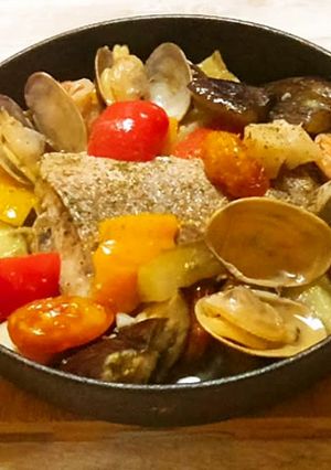 簡単ヘルシー♪野菜たっぷりアクアパッツァ-レシピのメイン写真