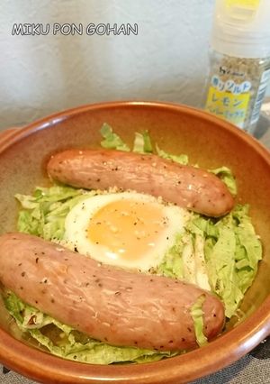 グリルにおまかせ！ソーセージと巣ごもり卵-レシピのメイン写真