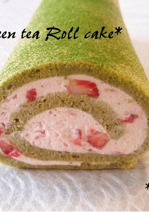 抹茶ロールケーキ～いちごクリーム～-レシピのメイン写真