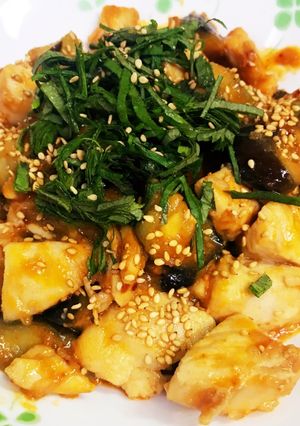 時短！スタミナ満点！ナス鶏胸肉の甘辛炒め-レシピのメイン写真