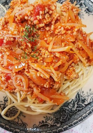 簡単！もやし入りミートスパゲッティ♪-レシピのメイン写真