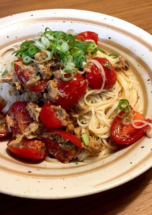さば缶で簡単♪さば味噌とトマトのそうめん-レシピのメイン写真