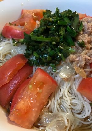 トマト、シーチキン、ニラの簡単そうめん-レシピのメイン写真