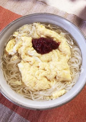 あったかそうめんのふわふわ卵とじ梅醤のせ-レシピのメイン写真