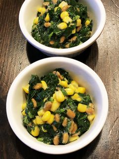 モロヘイヤとトウモロコシの納豆和え-レシピのメイン写真