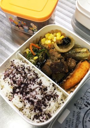 サイコロステーキ弁当 夏休み弁当-レシピのメイン写真