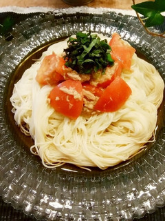 レモン風味のトマツナ素麺...♪*゚-レシピのメイン写真