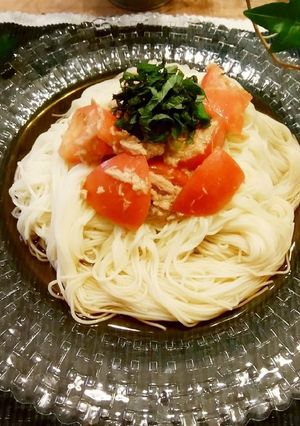 レモン風味のトマツナ素麺...♪*゚-レシピのメイン写真