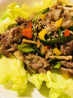 お家の味●豚肉のあまから炒め&レタス添え-レシピのメイン写真