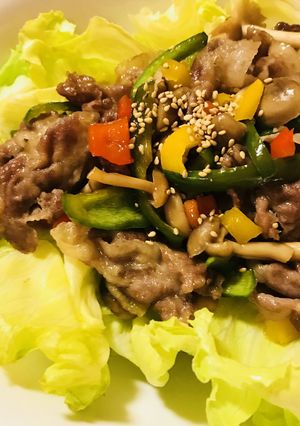 お家の味●豚肉のあまから炒め＆レタス添え-レシピのメイン写真
