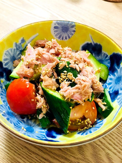 Diet♡トマトとキュウリとツナのサラダ-レシピのメイン写真