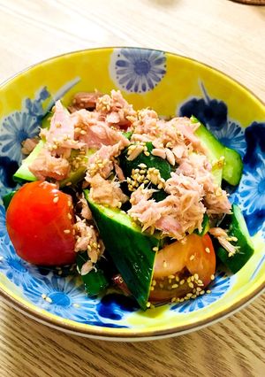 Diet♡トマトとキュウリとツナのサラダ-レシピのメイン写真