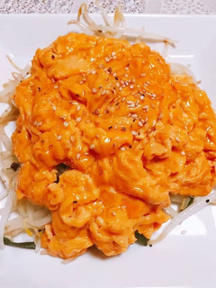 ペペロン風もやしニラ炒めに半熟卵をドン!-レシピのメイン写真