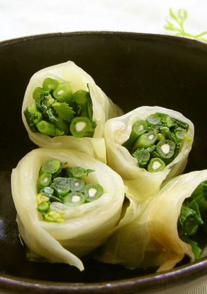 キャベツと菜の花のお浸し（腎臓病食）-レシピのメイン写真
