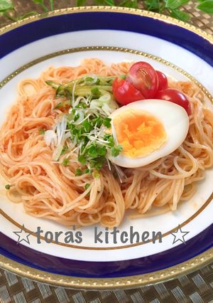 キムチの素deお一人様☘️汁なしそうめん-レシピのメイン写真