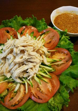 レンジでとり胸肉の棒々鶏！(焼肉のたれ)-レシピのメイン写真