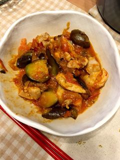 鶏肉とナスのトマトチリソース炒め-レシピのメイン写真