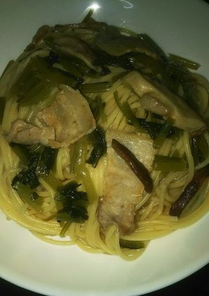 豚バラと壬生菜漬けのパスタ-レシピのメイン写真