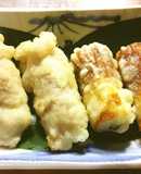 竹輪の天ぷら 浸し豆と葉唐辛子入り