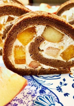 桃まま甘★フレッシュピーチのロールケーキ-レシピのメイン写真