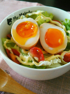 朝ごはん・ランチに☀半熟味玉サラダごはん-レシピのメイン写真