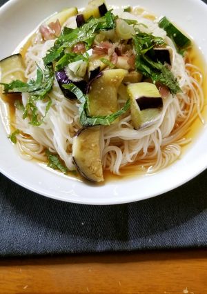 茄子とズッキーニのぶっかけ素麵-レシピのメイン写真