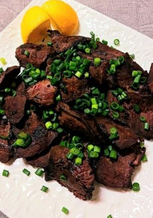 血になる牛ハツの味塩こしょう焼きネギレモ-レシピのメイン写真