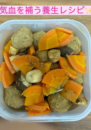 鶏団子と人参、椎茸の煮物-レシピのメイン写真