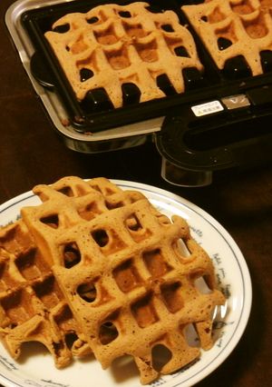 単位計算した低糖質ワッフル(ふすま4割)-レシピのメイン写真