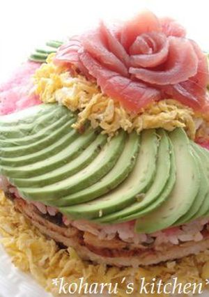 食卓に花を＊ケーキ散らし寿司-レシピのメイン写真