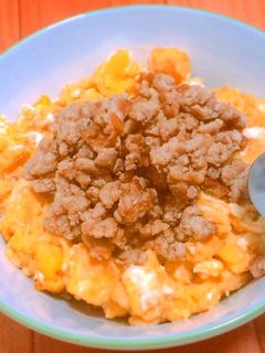 砂糖なし☆とろ~り半熟卵の豚肉そぼろ丼-レシピのメイン写真