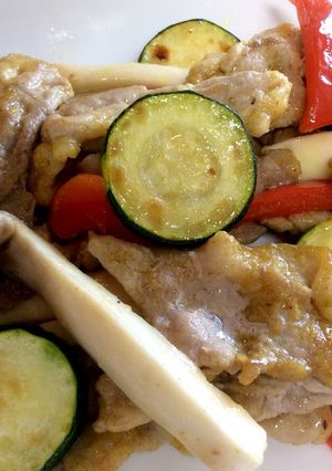 ズッキーニと豚モモ肉のカレー風味焼き-レシピのメイン写真