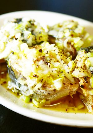 さば缶(水煮)のレモン風味ねぎ塩だれがけ-レシピのメイン写真
