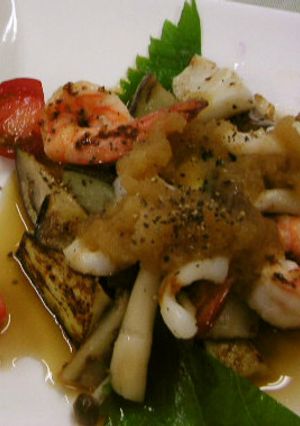 いかとエビの和風ソース（腎臓病食）-レシピのメイン写真