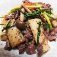 牛肉と長芋、小ネギのオイスター炒め♪