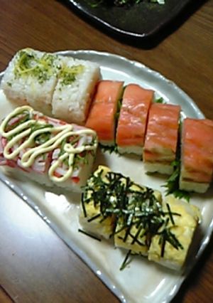 つい貯まっちゃう冷凍ご飯で☆棒寿司・４種-レシピのメイン写真