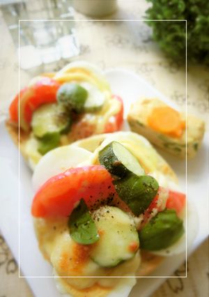 トマト・胡瓜×茹で卵のトースト-レシピのメイン写真
