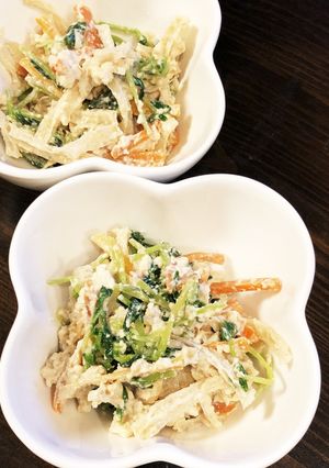 豆苗と糸寒天の白和え-レシピのメイン写真