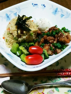 筍ご飯と鶏肉照り焼きのワンプレート!-レシピのメイン写真