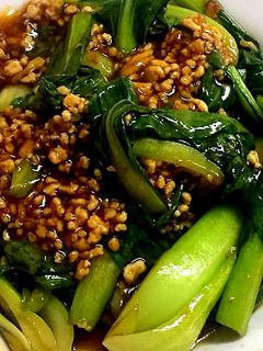 青梗菜の挽肉オイスター炒め-レシピのメイン写真