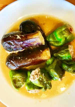 挽肉と夏野菜を麺つゆで-レシピのメイン写真