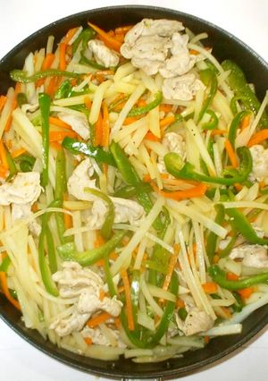 豚肉じゃが芋のオイスターソース炒め♪簡単-レシピのメイン写真