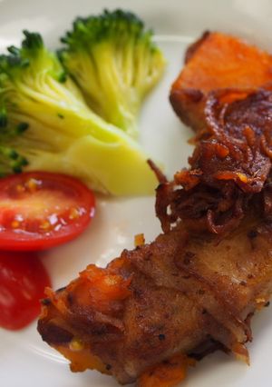 肉巻きかぼちゃのしょうが照り焼き-レシピのメイン写真