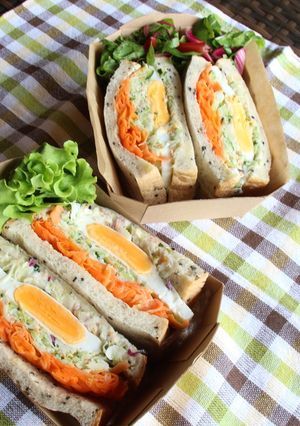 キャベツサラダのサンドイッチ　カット野菜-レシピのメイン写真
