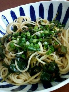 オクラとモロヘイヤの和風パスタ-レシピのメイン写真