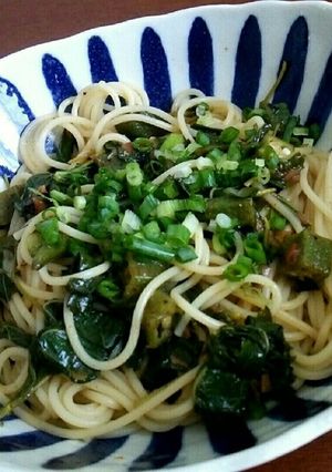 オクラとモロヘイヤの和風パスタ-レシピのメイン写真